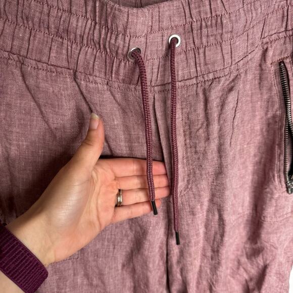 Athleta Cabo 100% Linen Wide Leg Pull On Pants Pink Tawny Rose Orchid Size 14 - Picture 3 of 6